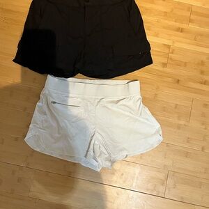 2 pair Athleta Cream and Black Athletic Shorts for Performance size 6